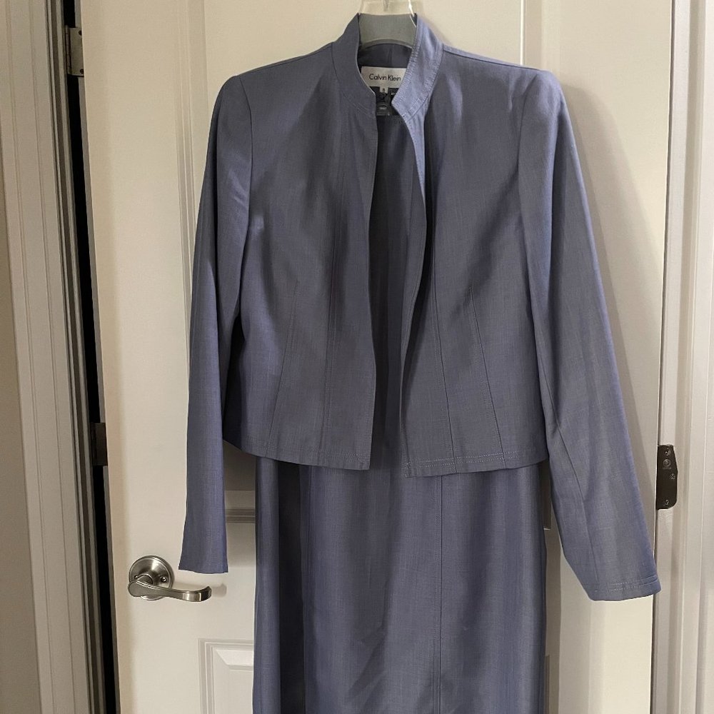 Calvin Klein blue Lined Dress Suit , Work, Size 8.